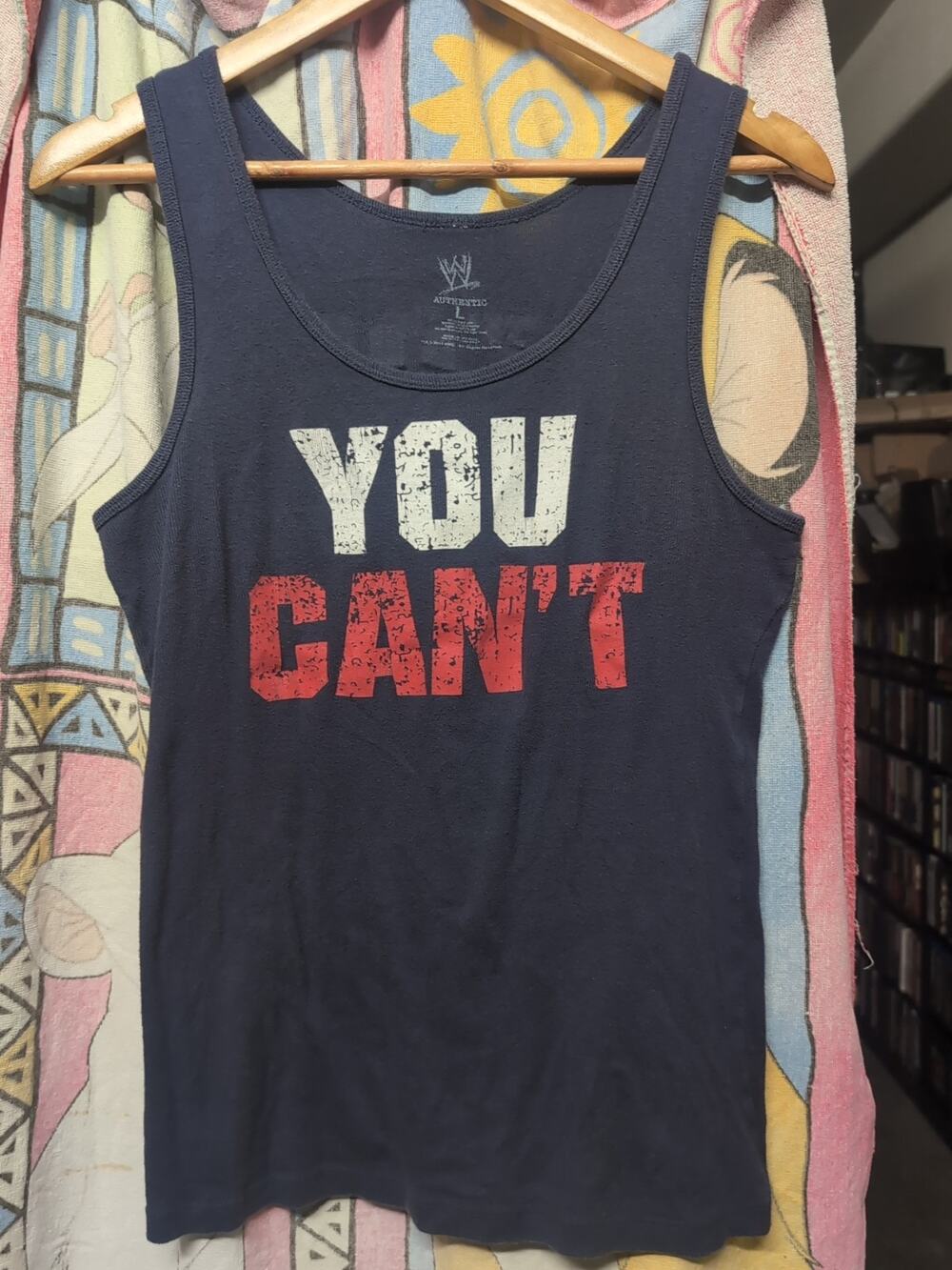 2014 WWE Authentic John Cena Tank Top Women's L U Can't Stop Me Navy Blue Red Wh